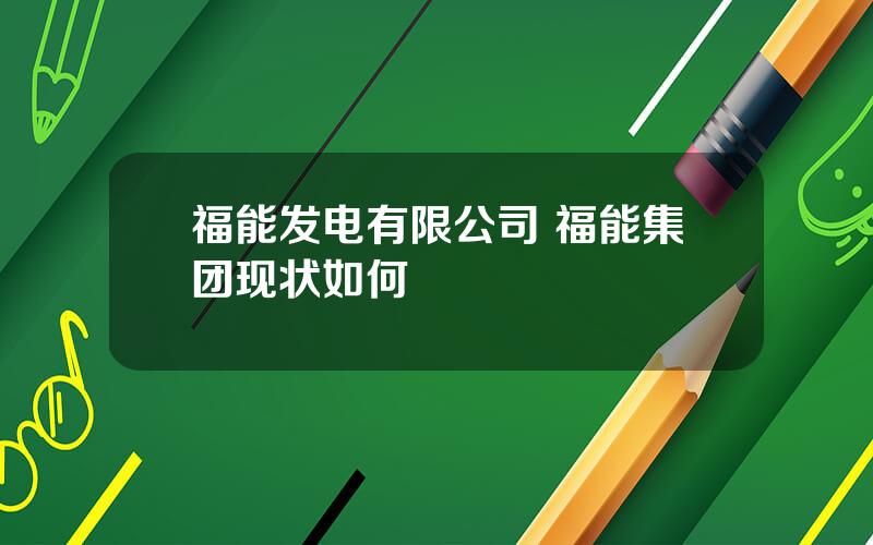 福能发电有限公司 福能集团现状如何